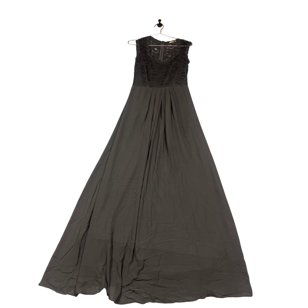 Miusol Maxi Dress Womens M Black Lace Bodice Pleated Gown Formal Evening Wedding